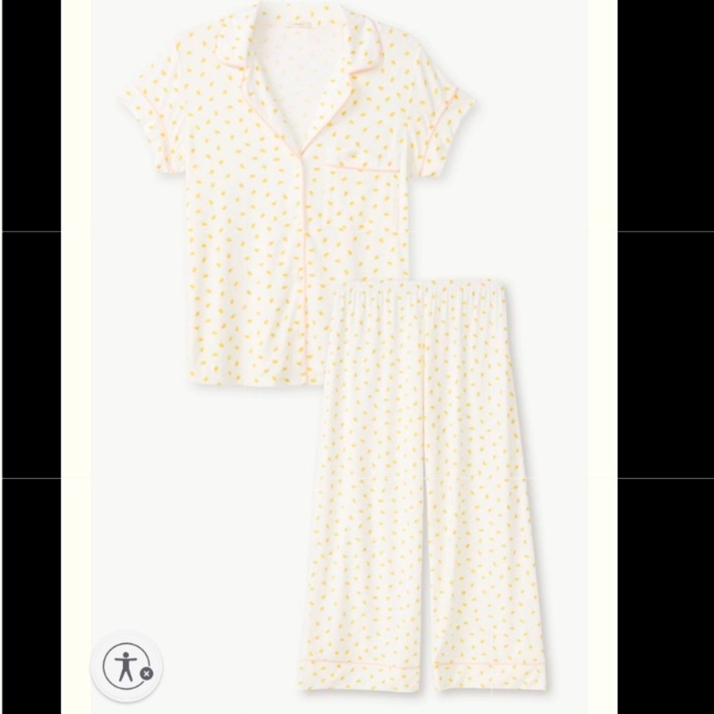Eberjey NWT Gisele Printed Short Sleeve Cropped PJ Set in limited edition Mango